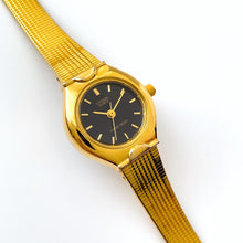 Load image into Gallery viewer, Vintage Gold-Plated Ladies' Citizen Quartz Watch with Black Dial