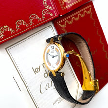 Load image into Gallery viewer, Vintage Ladies' Cartier Must Vendome Vermeil - Gold-Plated Silver 925 with Black Dial - With Papers