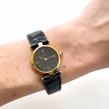 Load image into Gallery viewer, Cartier Must Vendome Vermeil - Gold-Plated Silver 925 with Black Dial - With box and Papers
