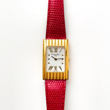 Load image into Gallery viewer, Vintage Christian Dior Gold-Plated Ladies' Quartz Watch with Red Leather Strap and Rectangular Tank Dial - Boxed