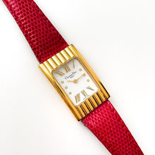 Load image into Gallery viewer, Vintage Christian Dior Gold-Plated Ladies' Quartz Watch with Red Leather Strap and Rectangular Tank Dial - Boxed