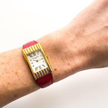 Load image into Gallery viewer, Vintage Christian Dior Gold-Plated Ladies' Quartz Watch with Red Leather Strap and Rectangular Tank Dial - Boxed