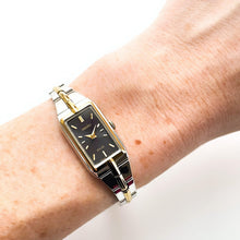 Load image into Gallery viewer, Vintage 1990s Two-Tone Ladies' Seiko Solar Watch with Black Rectangular Dial