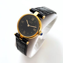 Load image into Gallery viewer, Cartier Must Vendome Vermeil - Gold-Plated Silver 925 with Black Dial - With box and Papers