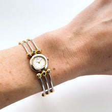 Load image into Gallery viewer, Seiko Quartz Watch – Two-Tone Articulated Bangle with Coloured Gems, 1990s