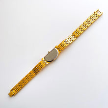 Load image into Gallery viewer, Extremely Rare Vintage 1990s 18ct Gold-Plated Ladies' Seiko Half Moon Quartz Watch With Black Asymmetrical Dial and Genuine Diamonds