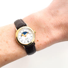 Load image into Gallery viewer, Vintage Ladies' Accurist Moon Phase Quartz Watch with Black Leather Strap