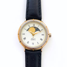 Load image into Gallery viewer, Vintage Ladies' Namaste Moon Phase Quartz Watch with Black Leather Strap