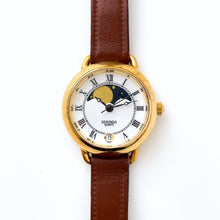 Load image into Gallery viewer, Vintage Ladies' Sekonda Moon Phase Quartz Watch with Brown Leather Strap