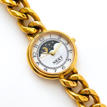 Load image into Gallery viewer, Vintage Ladies' Gold-Plated Next Sun & Moon Quartz Watch with Curb Chain Bracelet