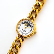 Load image into Gallery viewer, Vintage Ladies' Gold-Plated Next Sun & Moon Quartz Watch with Curb Chain Bracelet
