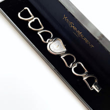 Load image into Gallery viewer, Vintage Yves Saint Laurent Silver-Tone Coeur Crash Ladies' Quartz Watch with Heart Shaped Dial and Bracelet - Boxed