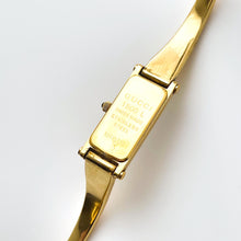 Load image into Gallery viewer, Vintage 1990s Ladies' Gold-Plated Gucci 1500L Bangle Quartz Watch with Rectangular Mother of Pearl Dial - Boxed