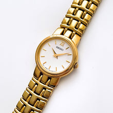 Load image into Gallery viewer, Vintage 1990s Gold-Plated Ladies' Seiko Quartz Watch with Round White Dial
