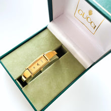 Load image into Gallery viewer, Vintage Ladies' Gold-Plated Gucci 1500 Bangle Quartz Watch with Gold Rectangular Dial - Boxed
