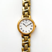 Load image into Gallery viewer, Vintage 1990s Gold-Plated Ladies' Seiko Quartz Watch with Round White Dial and Roman Numerals