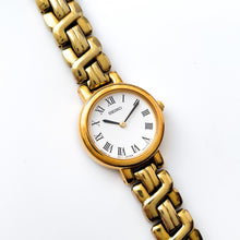 Load image into Gallery viewer, Vintage 1990s Gold-Plated Ladies' Seiko Quartz Watch with Round White Dial and Roman Numerals