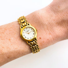 Load image into Gallery viewer, Vintage Ladies' Gold-Plated Longines Quartz Watch with Round White Dial