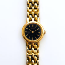 Load image into Gallery viewer, Vintage 1990s Gold-Plated Ladies' Seiko Quartz Watch with Round Black Dial