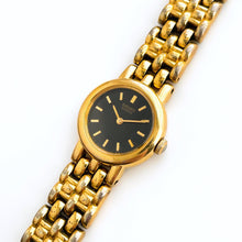 Load image into Gallery viewer, Vintage 1990s Gold-Plated Ladies' Seiko Quartz Watch with Round Black Dial