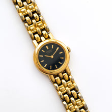 Load image into Gallery viewer, Vintage 1990s Gold-Plated Ladies' Seiko Quartz Watch with Round Black Dial