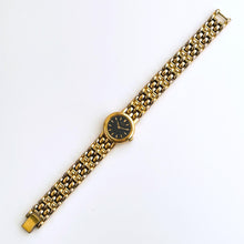 Load image into Gallery viewer, Vintage 1990s Gold-Plated Ladies' Seiko Quartz Watch with Round Black Dial