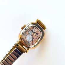 Load image into Gallery viewer, Vintage Ladies' Gold-Plated Bucherer Mechanical Watch with Green Dial and Skeleton Case Back