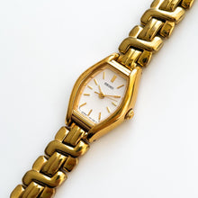 Load image into Gallery viewer, Vintage 1990s Gold-Plated Ladies' Seiko Quartz Watch with White Dial and Intricate Bracelet - Boxed