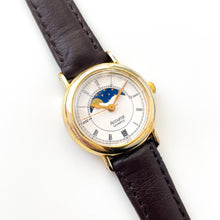 Load image into Gallery viewer, Vintage Ladies' Accurist Moon Phase Quartz Watch with Black Leather Strap