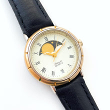 Load image into Gallery viewer, Vintage Ladies' Namaste Moon Phase Quartz Watch with Black Leather Strap