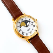 Load image into Gallery viewer, Vintage Ladies' Sekonda Moon Phase Quartz Watch with Brown Leather Strap