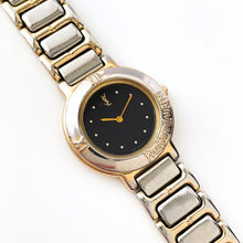 Load image into Gallery viewer, Vintage 1990s Yves Saint Laurent Ladies' Quartz Watch with Two-Tone Bracelet and Black Dial