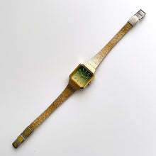 Load image into Gallery viewer, Vintage 1971 Gold-Plated Seiko Ladies' Mechanical Watch with Green Sunburst Dial and Integrated Bracelet