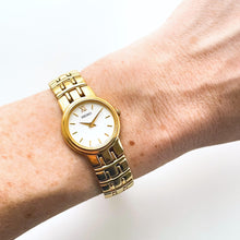 Load image into Gallery viewer, Vintage 1990s Gold-Plated Ladies' Seiko Quartz Watch with Round White Dial