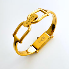 Load image into Gallery viewer, Vintage Ladies' Gold-Plated Gucci 1500 Bangle Quartz Watch with Gold Rectangular Dial - Boxed