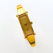 Load image into Gallery viewer, Vintage Ladies' Gold-Plated Gucci 1500 Bangle Quartz Watch with Gold Rectangular Dial - Boxed