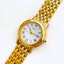 Load image into Gallery viewer, Vintage Unisex 90s Gucci 7300M Quartz Watch with Date Window and Gold-Plated Bracelet - Boxed