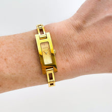 Load image into Gallery viewer, Vintage Ladies' 90s Gucci 3900L Quartz Watch with Textured Rectangular Gold Dial