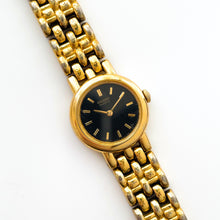 Load image into Gallery viewer, Vintage 1990s Gold-Plated Ladies' Seiko Quartz Watch with Round Black Dial