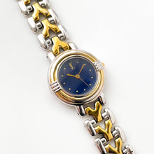 Load image into Gallery viewer, Vintage 1990s Yves Saint Laurent Ladies' Quartz Watch with Two-Tone Bracelet and Blue Dial - Boxed