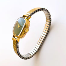 Load image into Gallery viewer, Vintage Ladies' Gold-Plated Bucherer Mechanical Watch with Green Dial and Skeleton Case Back