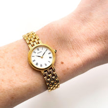 Load image into Gallery viewer, Vintage Ladies' Pulsar (by Seiko) Quartz Watch with Gold-Plated Bracelet and White Round Dial