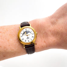 Load image into Gallery viewer, Ladies' Vintage Gold-Plated Lorus Sun & Moon Phase Quartz Watch