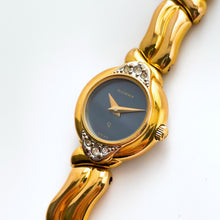 Load image into Gallery viewer, Bucherer Ladies’ Quartz Watch – Gold-Plated with Blue Dial & Crystals, 1990s