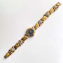 Load image into Gallery viewer, Bucherer Ladies’ Quartz Watch – Gold-Plated with Blue Dial & Crystals, 1990s