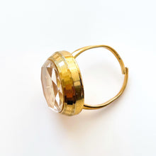 Load image into Gallery viewer, 1970s Ladies' Gold-Plated Seiko Ring Watch with Quartz Movement and Faceted Glass