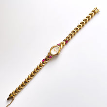 Load image into Gallery viewer, Very Rare 90s Gold-Plated Seiko Tissé Jewellery Quartz Watch with Tiny Dial, Thin Bracelet and 4 Rubies