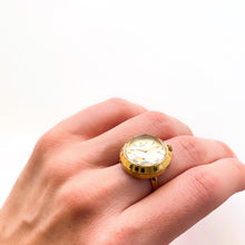 Load image into Gallery viewer, 1970s Ladies' Gold-Plated Seiko Ring Watch with Quartz Movement and Faceted Glass