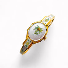 Load image into Gallery viewer, Andre Mouche Quartz Watch - Red Enamel, Concealed Dial, Gold Bangle