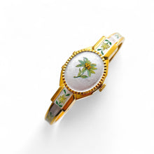 Load image into Gallery viewer, Andre Mouche Quartz Watch - Red Enamel, Concealed Dial, Gold Bangle